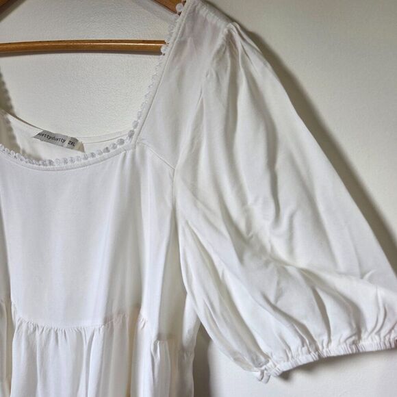 EUC RUSTTYDUSTTY WHITE SQUARE NECK BABYDOLL TIERED TOP SIZE 2XL/XXL - Picture 6 of 16
